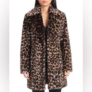 Avec Les Filles Leopard-Print Faux Fur Walker Coat